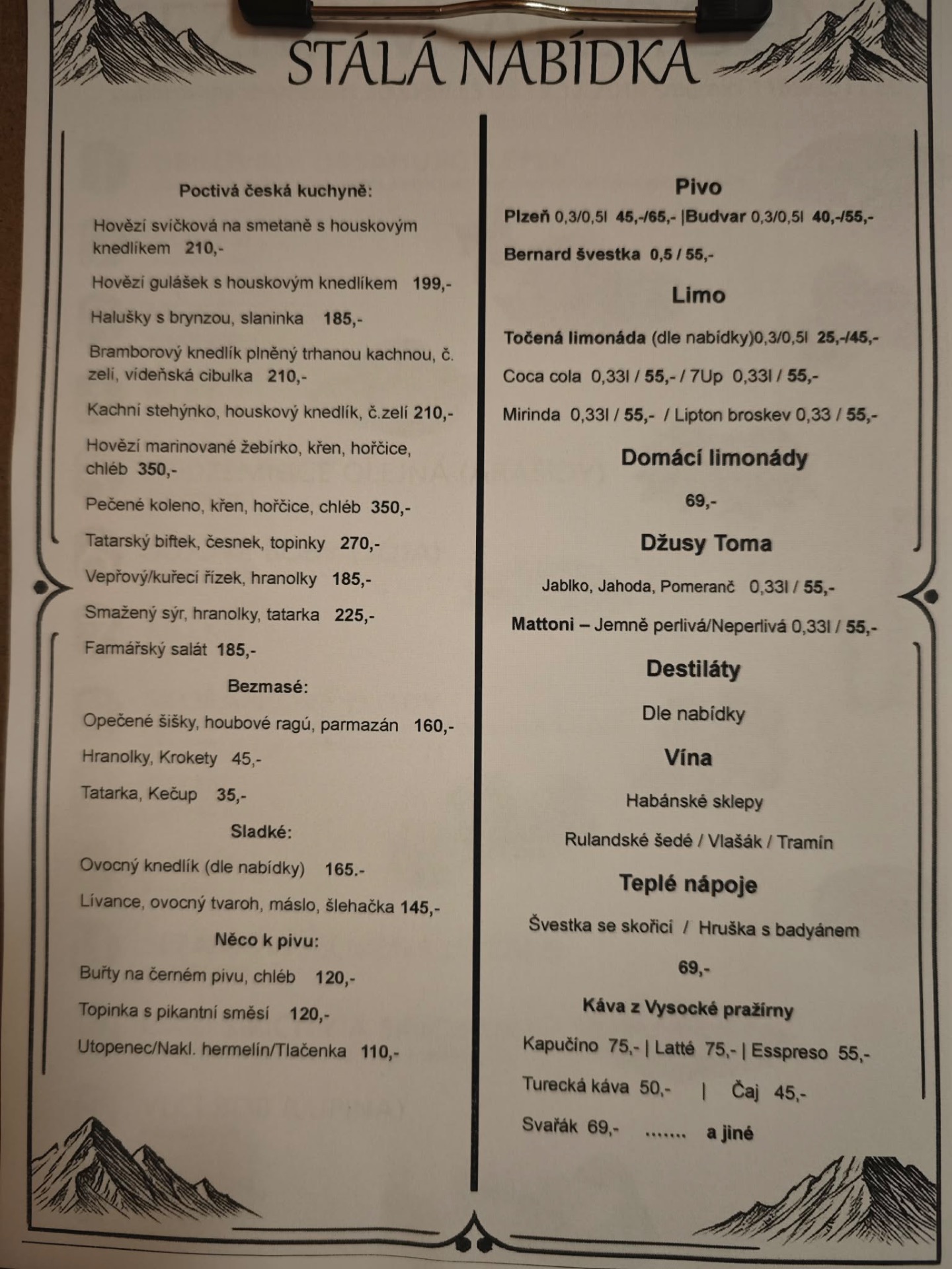 Jídelní lístek